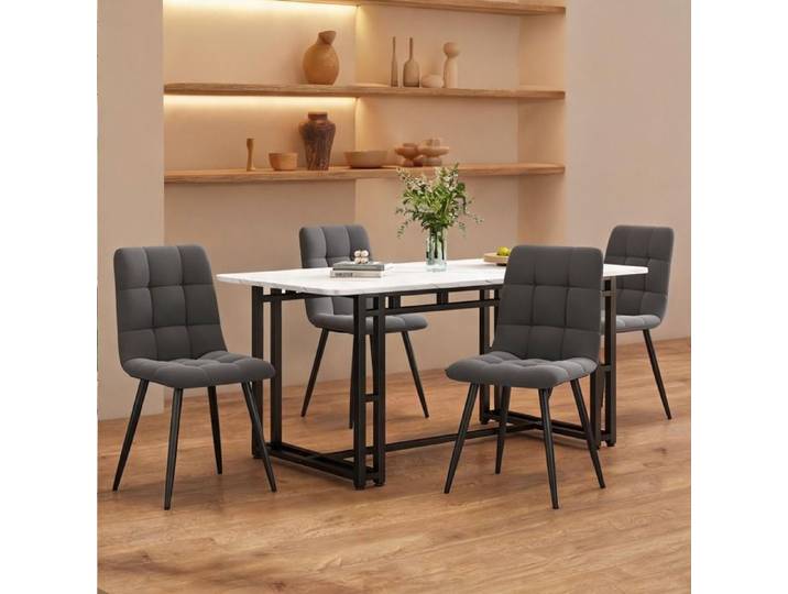 Pour salle à manger et séjour: table à manger 4 places 140x80cm style moderne luxueux plateau MDF black-toned