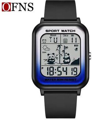 Inspired Finds OFNS Rectangular Digital Sports Watch With LED Display And Timing Code black Blue