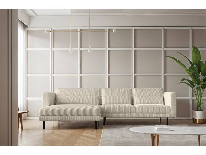 Kaiser Möbel Ecksofa L-form Dani modern und geräumig Stoff Poso und Verita, Zwei Stoffe, breite Farbpalette, komfortabel, geräumig