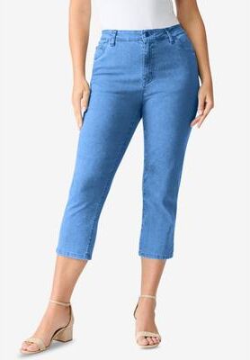 Plus Size Women's Plus Size 24/7 Capri Jean by Denim 24/7 by Roamans in Light Stonewash (Size 16 W)