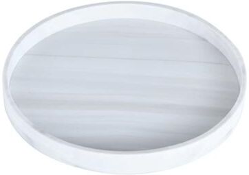 Inspired Finds 10 Inch Round Silicone Bathroom Tray Marble Pattern Vanity Dish For Home Decor & Organization white 9.09in