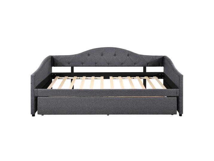 Chaise longue en lin gris 90x200 cm