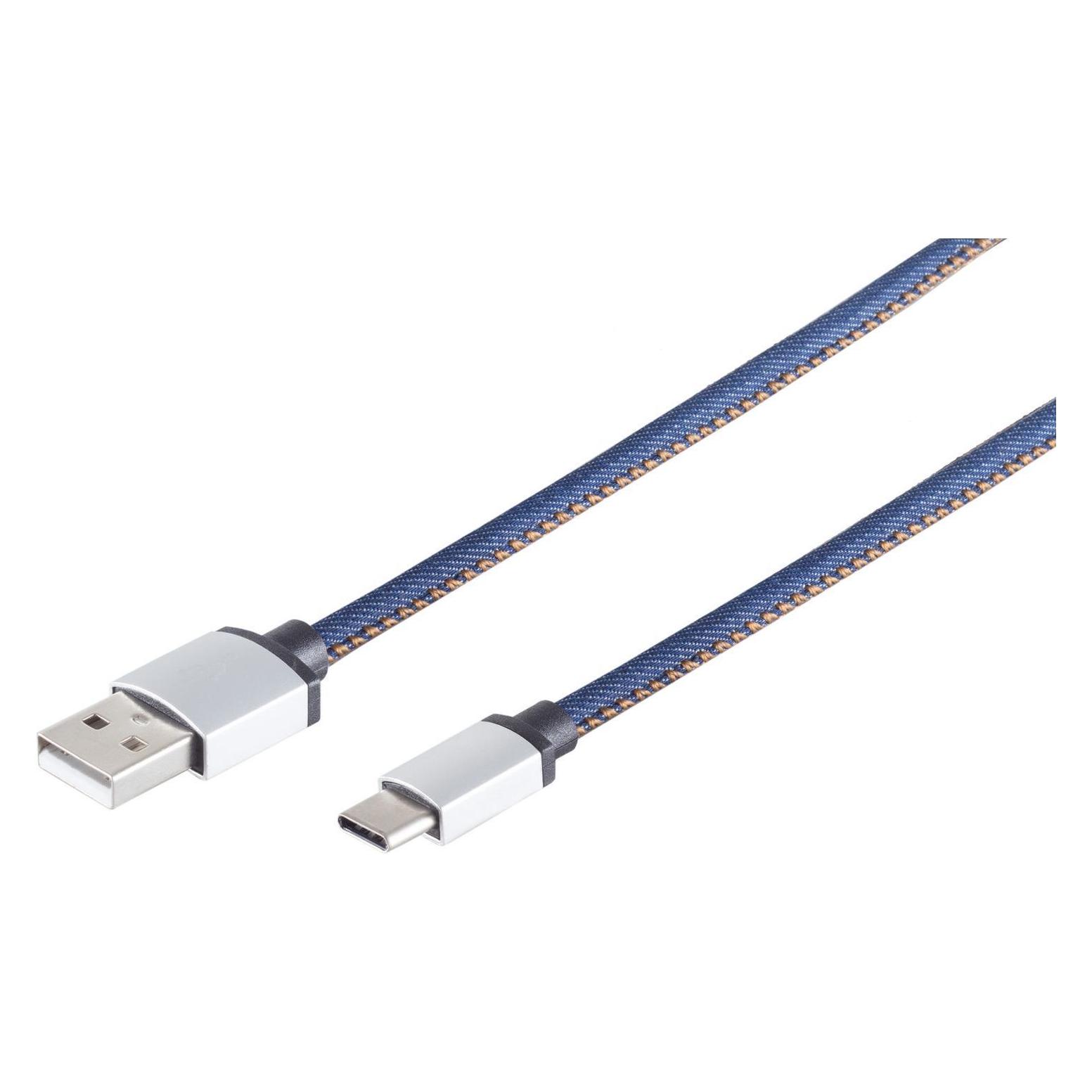 S-Conn 14-50030 2m USB A USB C Männlich Männlich Blau USB Kabel (2 m, USB 2.0) (14-50030)