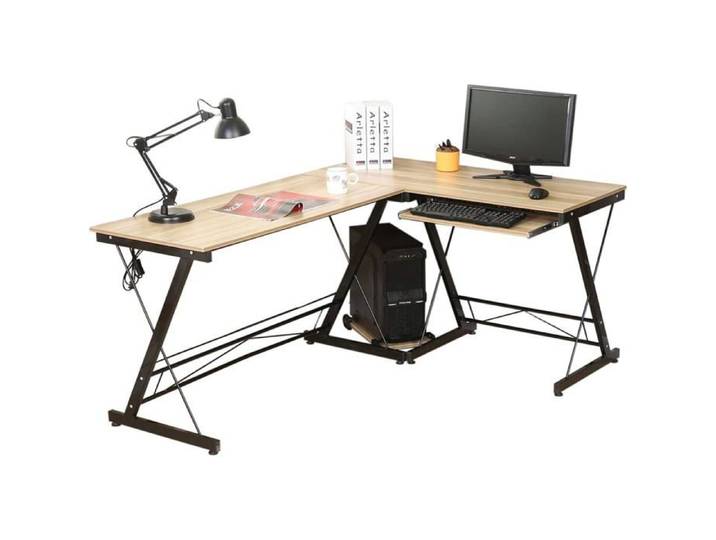 Bureau d'angle en L–Bureau à Angle Gaming Bureau d'angle Bureau en L idéal pour étude Travail ou Jeux Cadre métallique Simple à