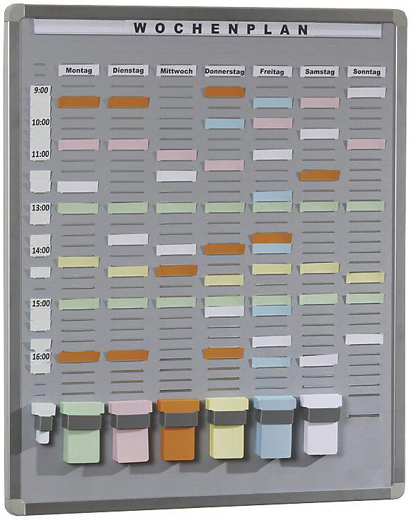 T-Card Systemtafel, Hartschaum-Trägerplatte, grau, BxH 656 x 608 mm, mit 35 Fächern und 7 Reihen EICHNER
