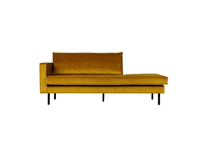 Méridienne gauche velours jaune ocre Rodeo