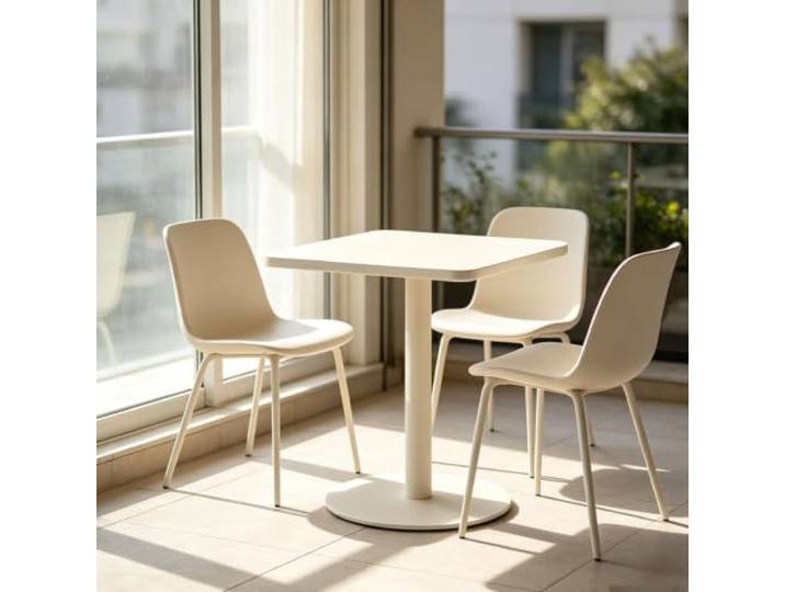 Balcony Dining Table Square Counter Height Bistro Pub Table Bar Table Kitchen Breakfast Table Space Saving Weather Resistant Patio Table(70x70x73cm)