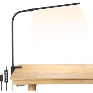 Lepro Schreibtischlampe schwarz, LED, dimmbar, mit Tischklemme, 460 Lumen, warm- bis tageslichtweiß