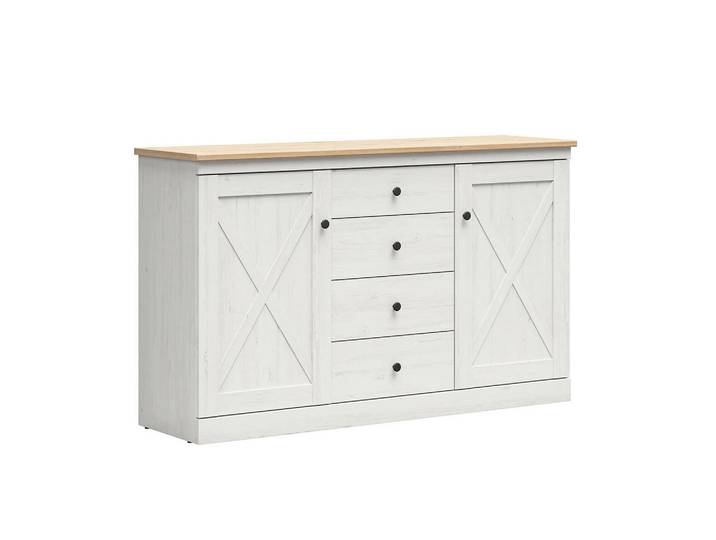 Petits-meubles Sideboard Victoria Weiß und Holz, Holzwerkstoff, 4 Schubladen, 153x93x43 cm, Kleinmöbel, Kommoden, Sideboards