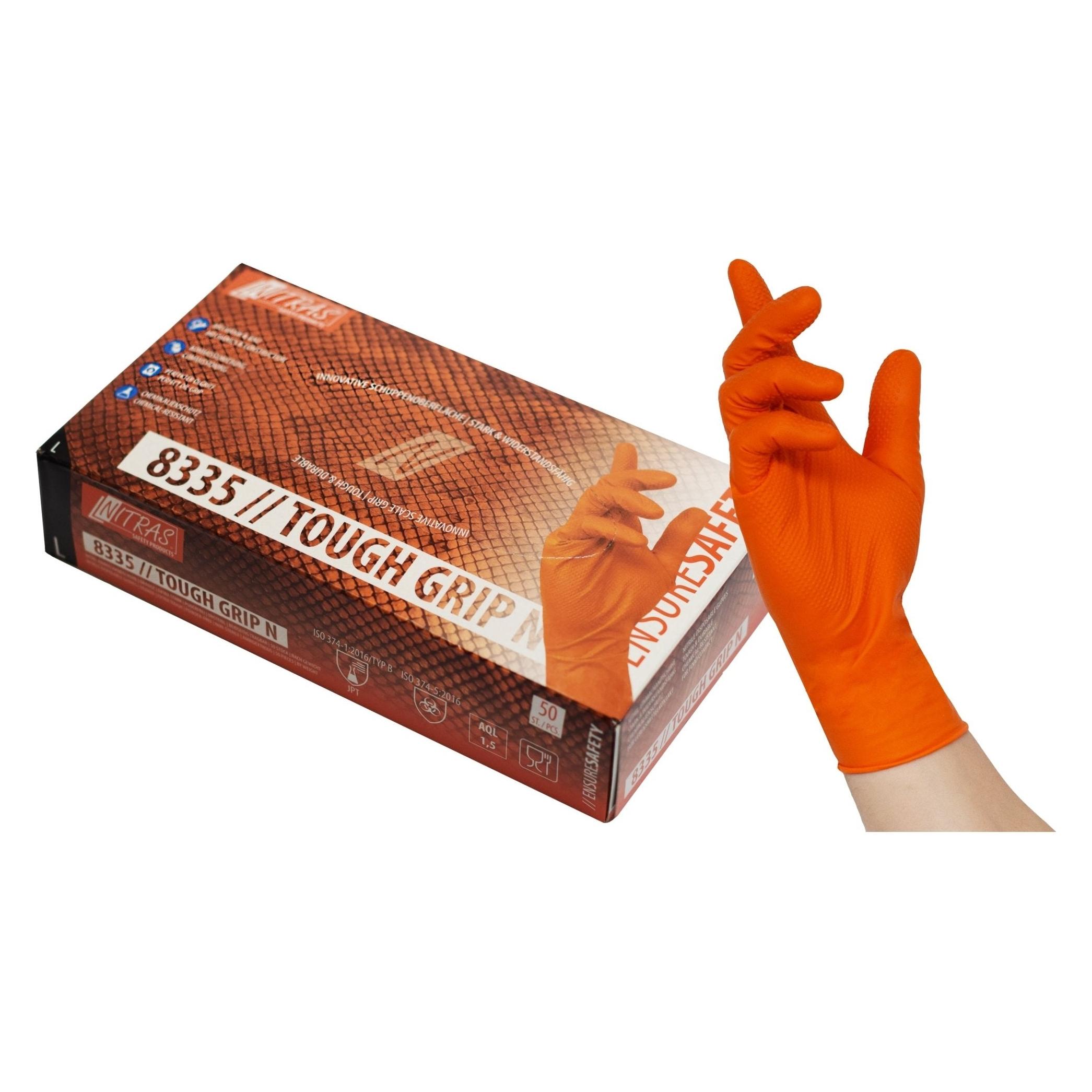 Nitras unisex Einmalhandschuhe TOUGH GRIP N orange Grösse M 50 St. (M) (8335)