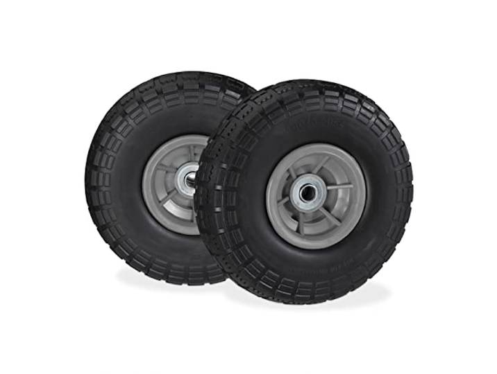 Relaxdays Roue de diable Set de 2 en caoutchouc\, increvavbles\, 260 x 85\, 16 mm\, 4.1/3.5-4 essieu 150 kg\, noir-gris