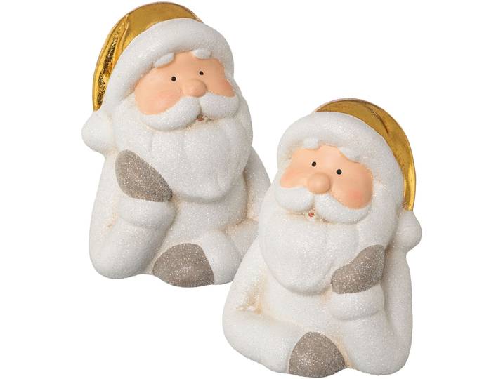 Weihnachtsmann CREATIV HOME Weihnachtsdeko , weiss (weiß), H:14,5cm Ø:11cm, Keramik, Dekofiguren, Weihnachtsmann, aus Keramik, Höhe ca. 14,5 cm
