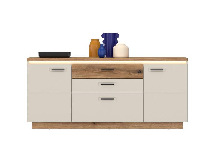 Livetastic Sideboard, Eichefarben, Kaschmir, Kunststoff, 4 Fächer, 3 Schublade(n) Schubladen, 180x80.7x44.6 cm, Kleinmöbel, Kommoden, Sideboards