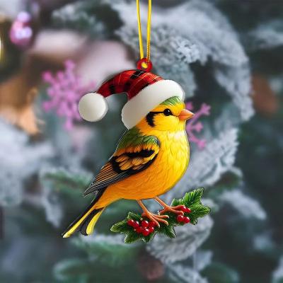 Inspire Select Cartoon Acrylic Christmas Tree Hanging Ornament 2D Flat Xmas Tree Pendant For Holiday Tree & Home Decor bird