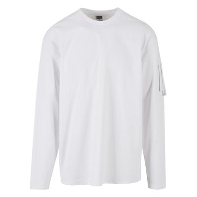 Longsleeve URBAN CLASSICS "Urban Classics Herren Sleeve Pocket Longsleeve", Herren, Gr. M, weiß, 100% Baumwolle, unifarben, oversize, Rundhals, Shirts
