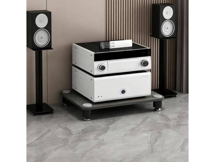 ZSCNYHMT HiFi-Rack, Audio-Ständer Mit Mehrstöckigem Aufbewahrungsdesign Mehrstöckiger Stauraum, abgerundete Kanten, rutschfeste Füße, für Wohnzimmer und Audio-Setups(B,10cm/4in)