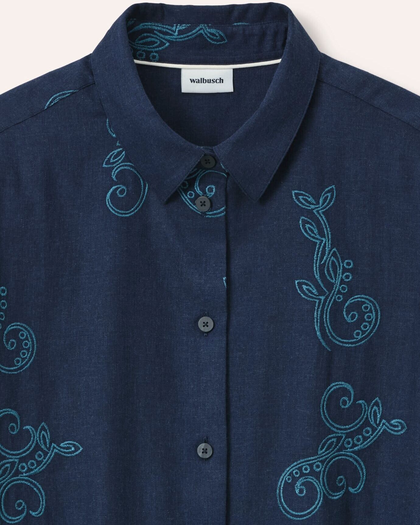 Walbusch Hemdbluse aus Flanell mit Stickerei, #noch offen: Größenlauf, Farbe Blau, 42, neu: Flanell mit Stickerei weich und anschmiegsam Damen