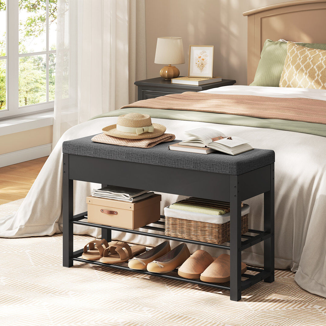 Borough Wharf 8 Pair Shoe Storage Bench Black + dark gray 8