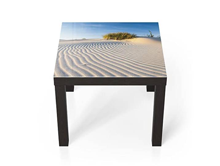 DEQORI Glastisch schwarz klein 55x55 cm Motiv Sanddüne Ostseeküste ausgefallener Beistelltisch aus Glas Hochglanz Couchtisch fürs Wohnzimmer moderner Couch Tisch mit Design