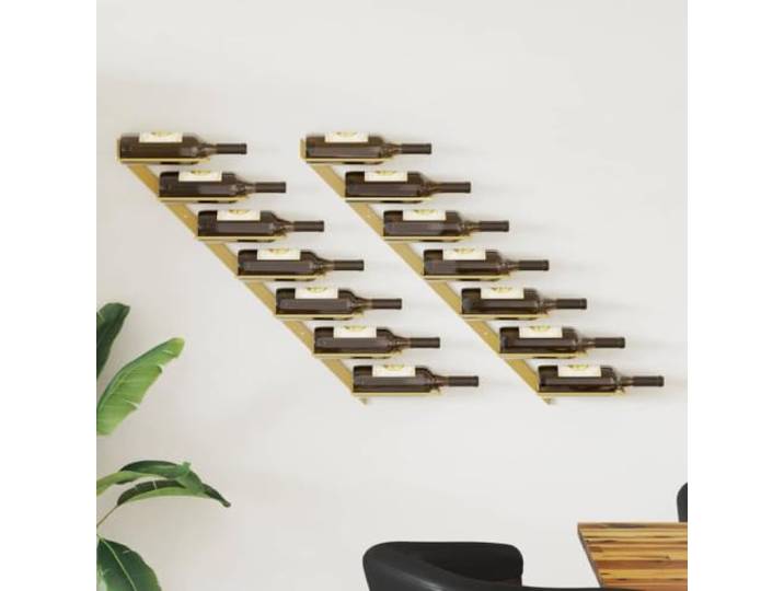 smnyxs Weinregal für 7 Flaschen, 2 Stück, goldfarben, Metall Modernes Design, glatte Oberfläche, einfache Montage, Wandmontage, rostbeständig