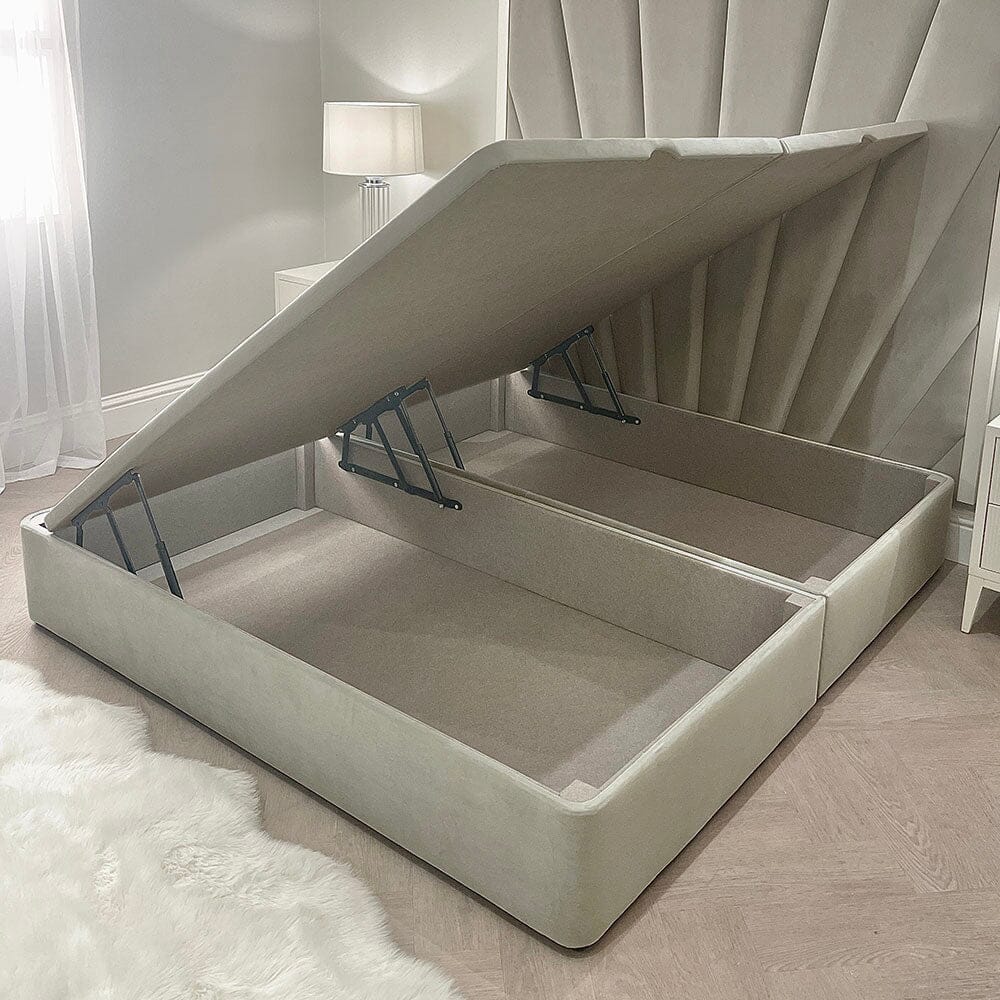 Smoke Velvet Ottoman Divan Bed Base, Super King / Super King