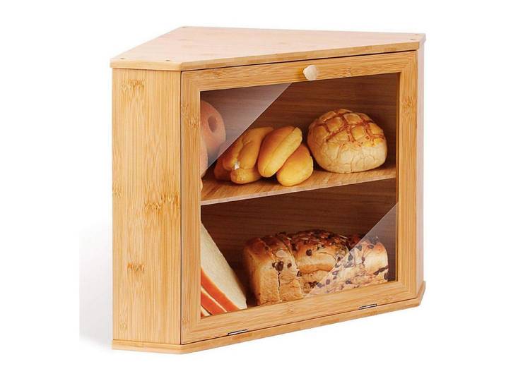 Leader Accessories Brotkasten Bambus Brotkasten 2 Etagen lebensmittelecht pflegeleicht 32x32x34cm