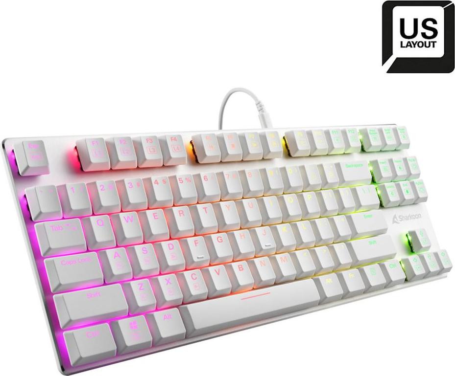 Sharkoon PureWriter TKL RGB mechanisch toetsenbord, wit, US-lay-out, Kailh Choc Low Profile Red-switches