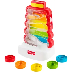Fisher-Price Rutschspaß Farbring Pyramide, entwicklungsförderndes Aktivitätsspielzeug für Babys und Kleinkinder, 5 Münzen