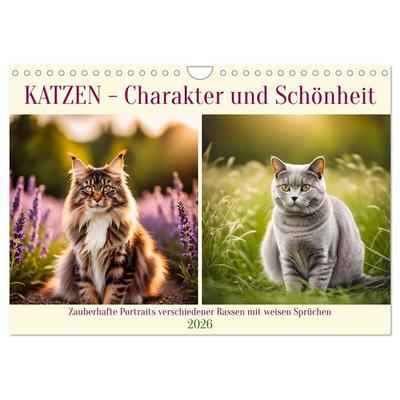 Katzen - Charakter und Schönheit (Wandkalender 2026 DIN A4 quer), CALVENDO Monatskalender