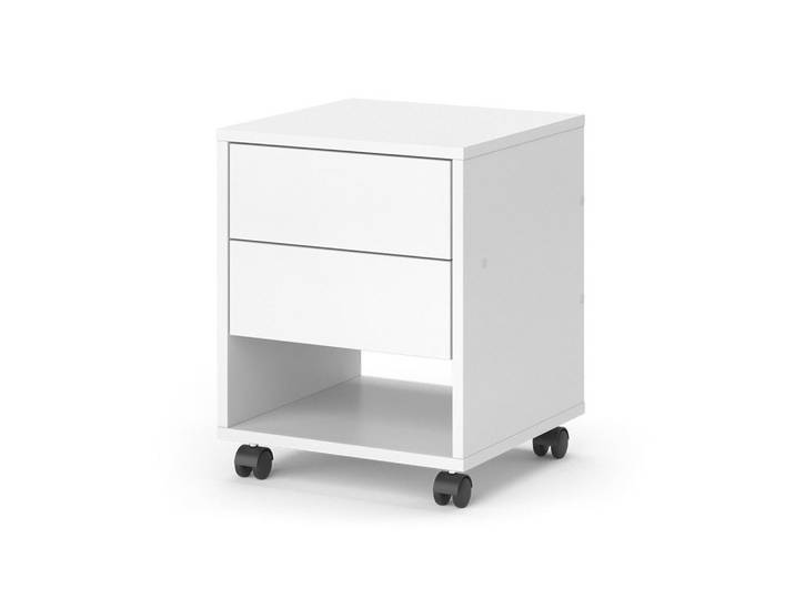 Vicco Rollcontainer Jons Weiß 37 x 37 cm mit 2 Schubladen, 4 Fächer, Quadratisch, 37x47x37 cm, Büromöbel, Schreibtischcontainer, Rollcontainer