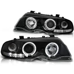 LED Angel Eyes Scheinwerfer passend für BMW E46 Coupe 99-03 schwarz Set