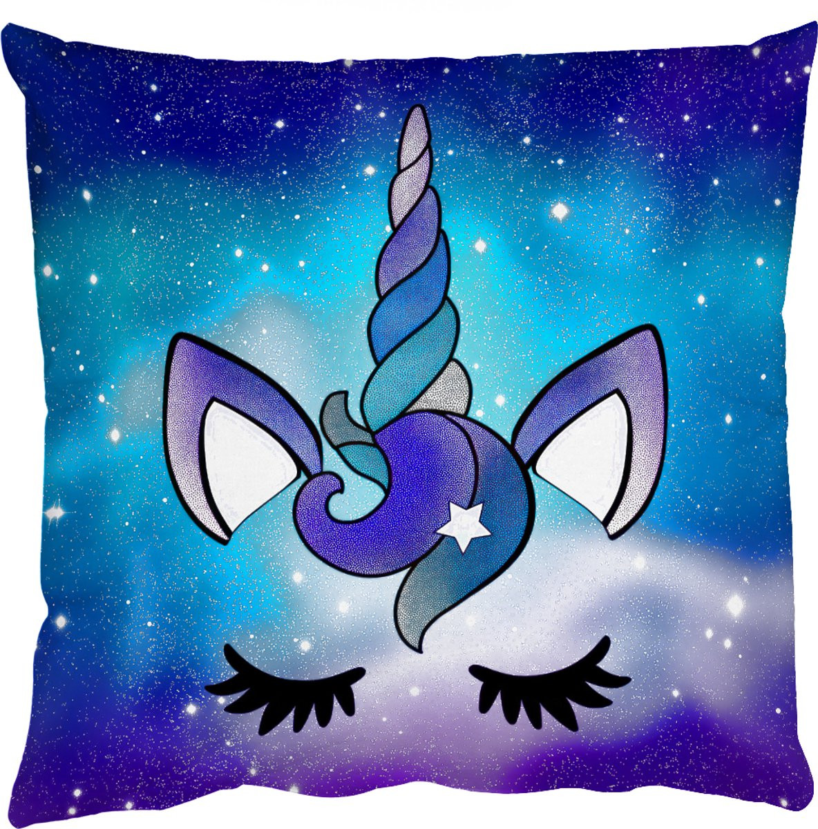 PillowMonkey Sierkussen Eenhoorn Sterrenhemel Blauw - 45 x 45 cm