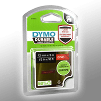 Dymo Label Band D1 1978366 weiß auf rot 12mm x 3m
