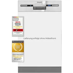 Exquisit Geschirrspüler EGSP2109-EB-030E inox | Spülmaschine 45 cm | Maßgedecke: 9 | Restlaufzeiten Anzeige | Einbaugerät
