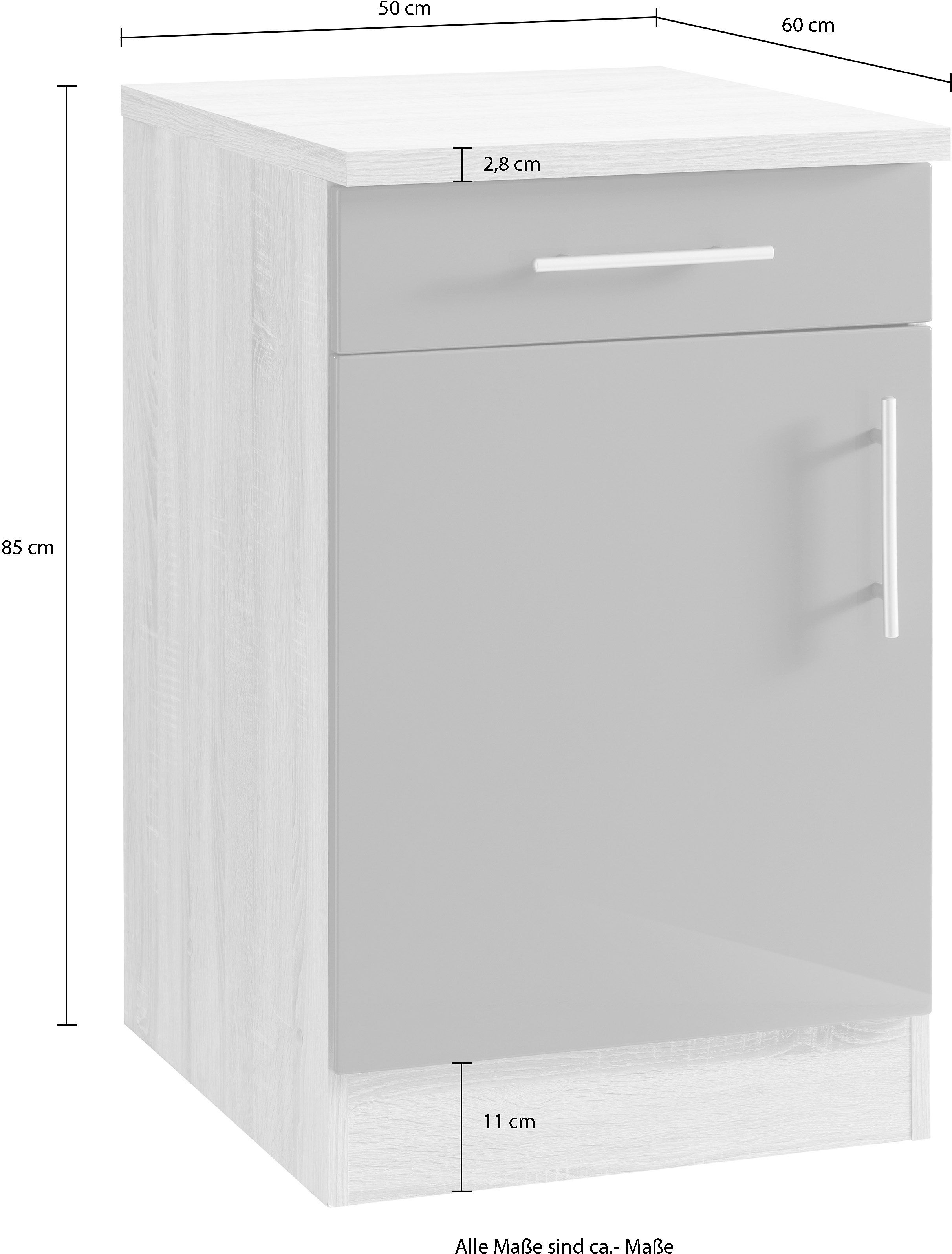 Unterschrank KOCHSTATION "KS-Toledo", braun (buche), B:50cm H:85cm T:60cm, Schränke, Unterschrank