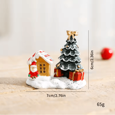 Inspire Picks Festive Christmas Village Miniature Snowman And Winter House Desktop Decoration a