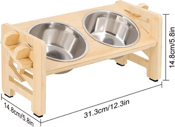 Inspire Curations WoodLift Adjustable Elevated Pet Bowl Stand white