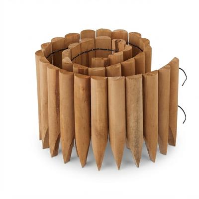 Relaxdays Rasenkante Holz, Beetbegrenzung, HBT: 20x120x2 cm, flexibler Steckzaun, Umrandung für Beet oder Rasen, natur