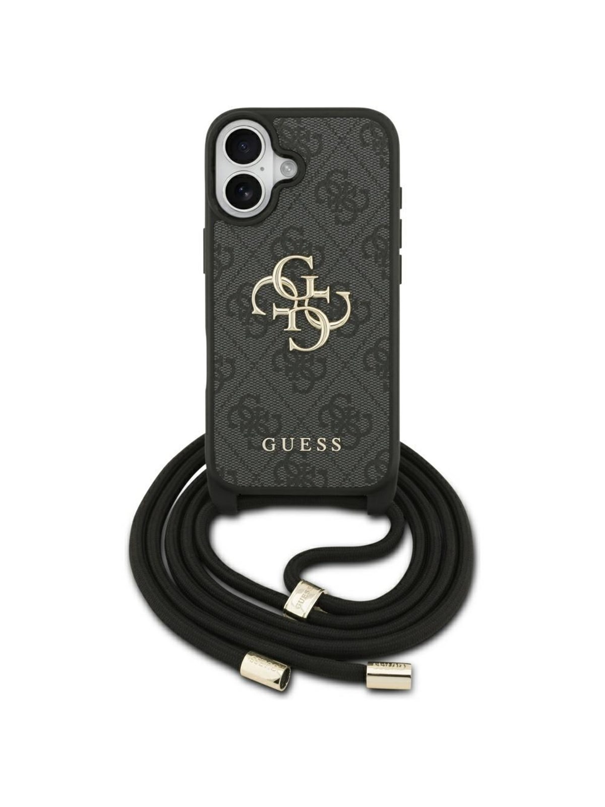 GUESS 4G Big Logo Cord Stap Crossbody Case for iPhone 17 - Black