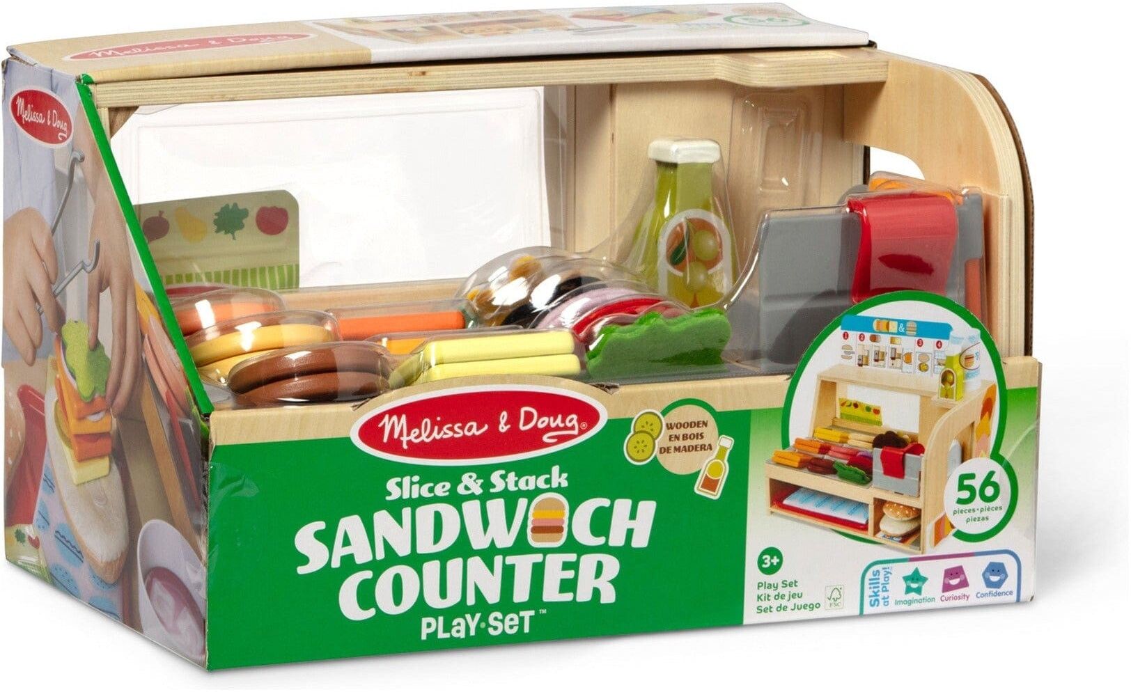 Spin Master Melissa And Doug Wooden Slice Sandwich Counter Playset for Ages 3 and Up - Develops Fine Motor Skills and Encourages Imaginative Play