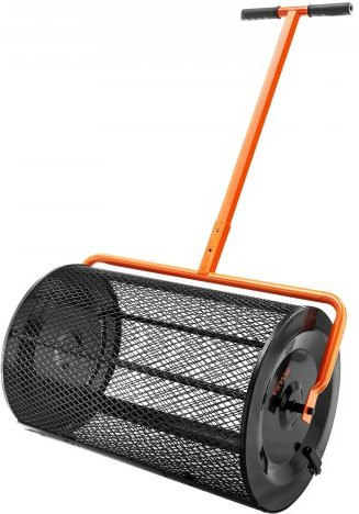 VEVOR Compoststrooier van staal met verstelbaar handvat, zwart en oranje, Breedte: 61 cm, Diepte: 43 cm, Hoogte: 42 cm