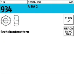 Sechskantmutter DIN 934 M2 A1/A2 100 Stück