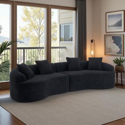 Chenille Curved Modular Sleeper Sofa with High-Density Sponge