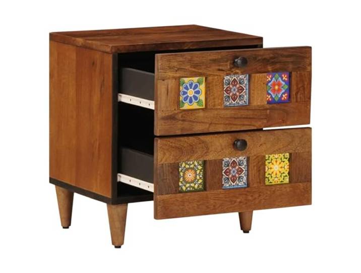 KTHLBRH Nachtschrank mit Schublade, braun, 40 x 33 x 46 cm Holz, kompaktes Design, für Schlafzimmer, praktisch und funktional