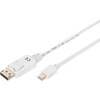 mini-DisplayPort > DisplayPort Anschlusskabel, Full HD 1080p weiß, 2 Meter