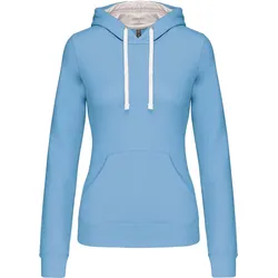 Kariban Damen Kontrast Kapuzen Sweater Hoodie K465 sky blue/white XS