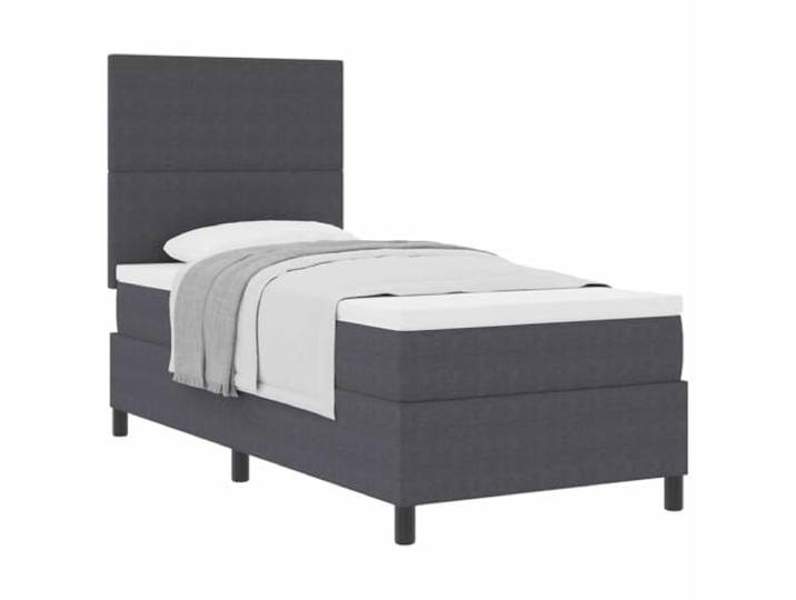 KTHLBRH Boxspringbett mit verstellbarem Kopfteil 100 x 200 cm Dunkelgrau und Weiß, Holzrahmen, Matratze inklusive, langlebig