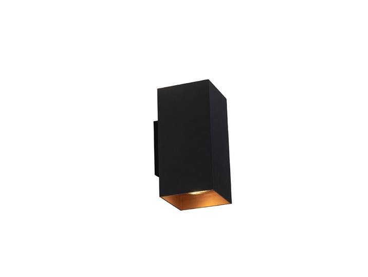 Applique murale carrée design noire avec intérieur doré - Sab
