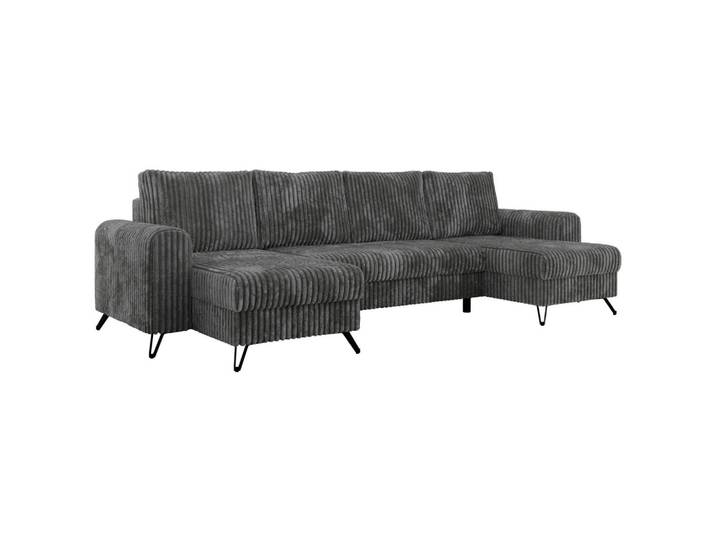 WOHNLANDSCHAFT AXEL U Cord Dunkelgrau