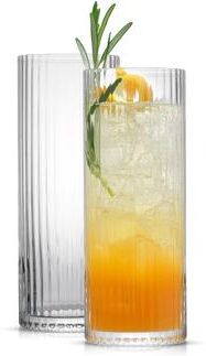 JoyJolt Elle Fluted Highball Juice Tumblers Glass - 16 oz - Set of 2 - 16 oz